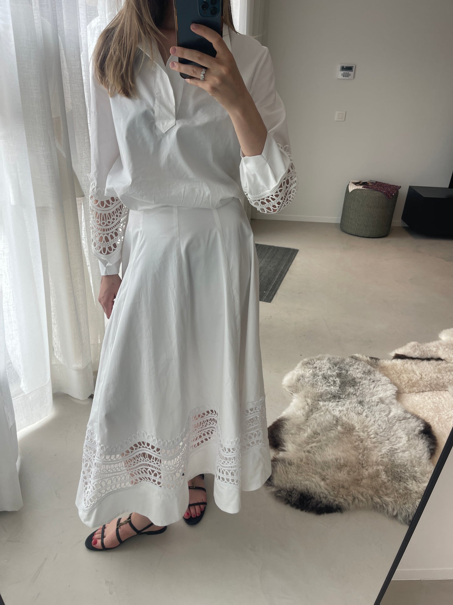 White Cotton Two-Piece Set