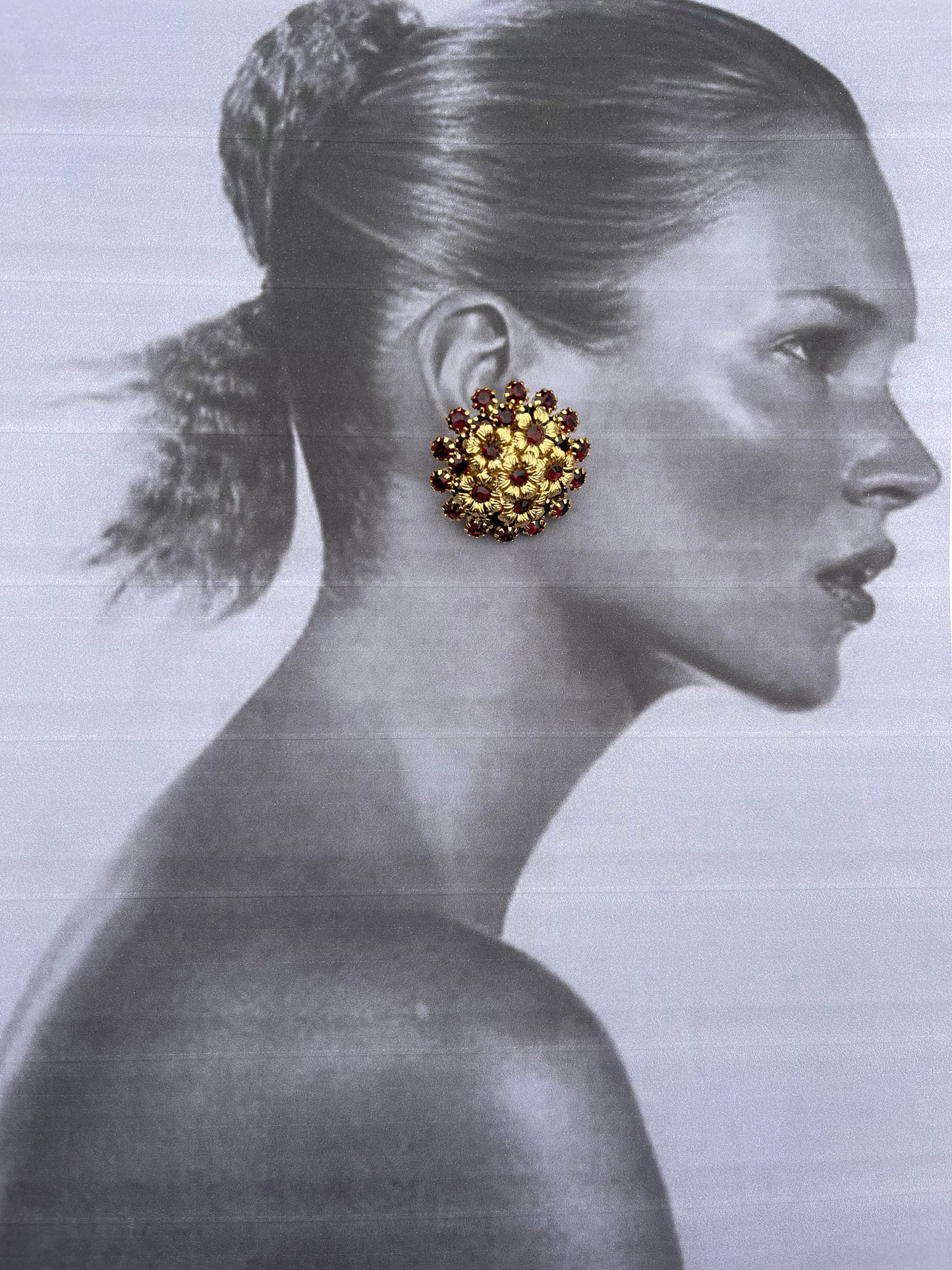 Crystal Embellished Flower Earrings
