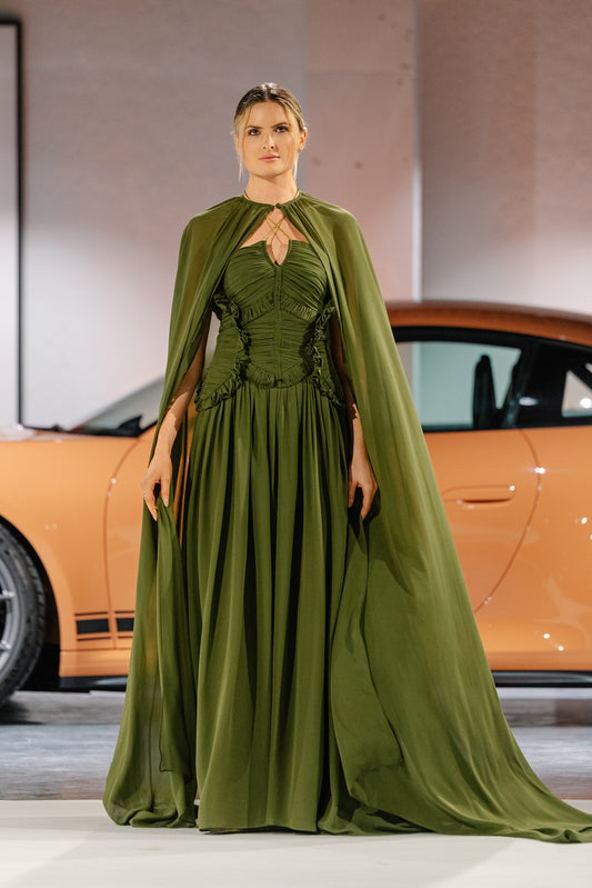 Green Dress and Cape