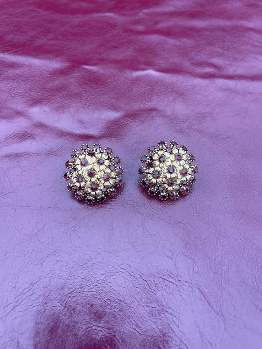 Crystal Embellished Flower Earrings